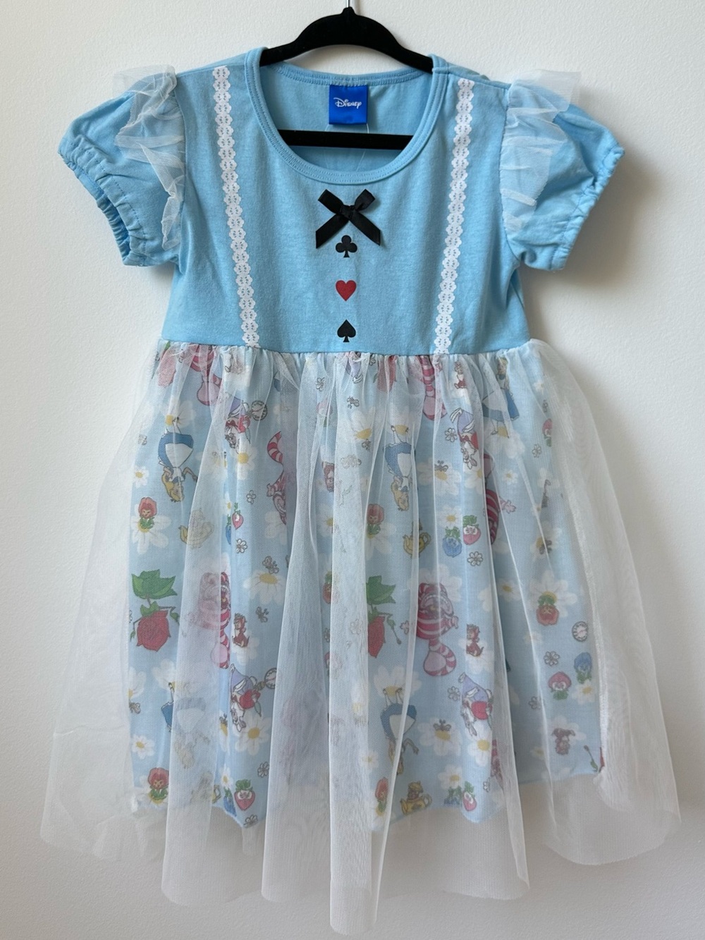 Disney Light Blue Alice-Inspired Tulle Dress with Card Suit Details